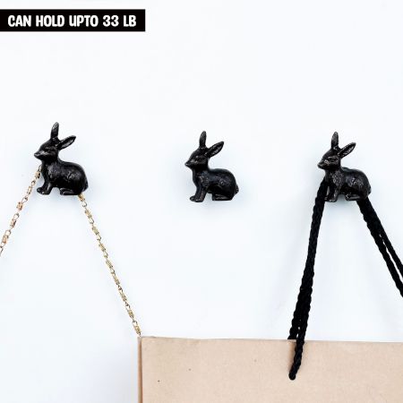 Antique Rabbit Metal Wall Hooks and Drawer Knobs 3 Pieces